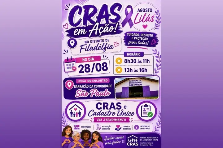 CRAS realiza ação do Agosto Lilás no Distrito de Filadélfia