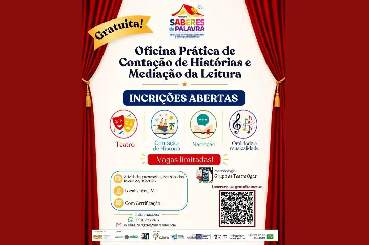 Instituto Saberes abre inscrições para oficina gratuita de contação de histórias e teatro em Juína
