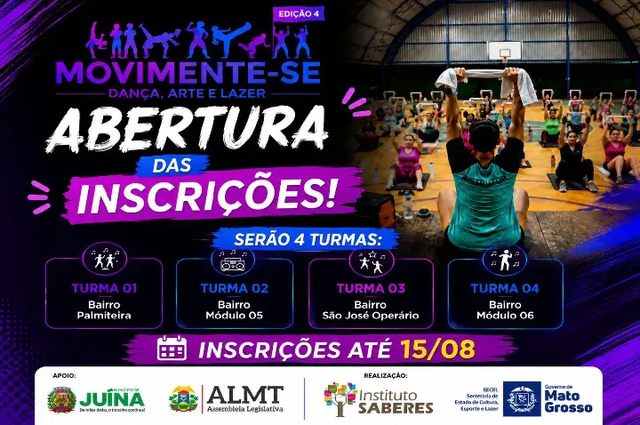 Projeto Movimente-se abre inscrições para novas turmas de dança, arte e lazer em Juína