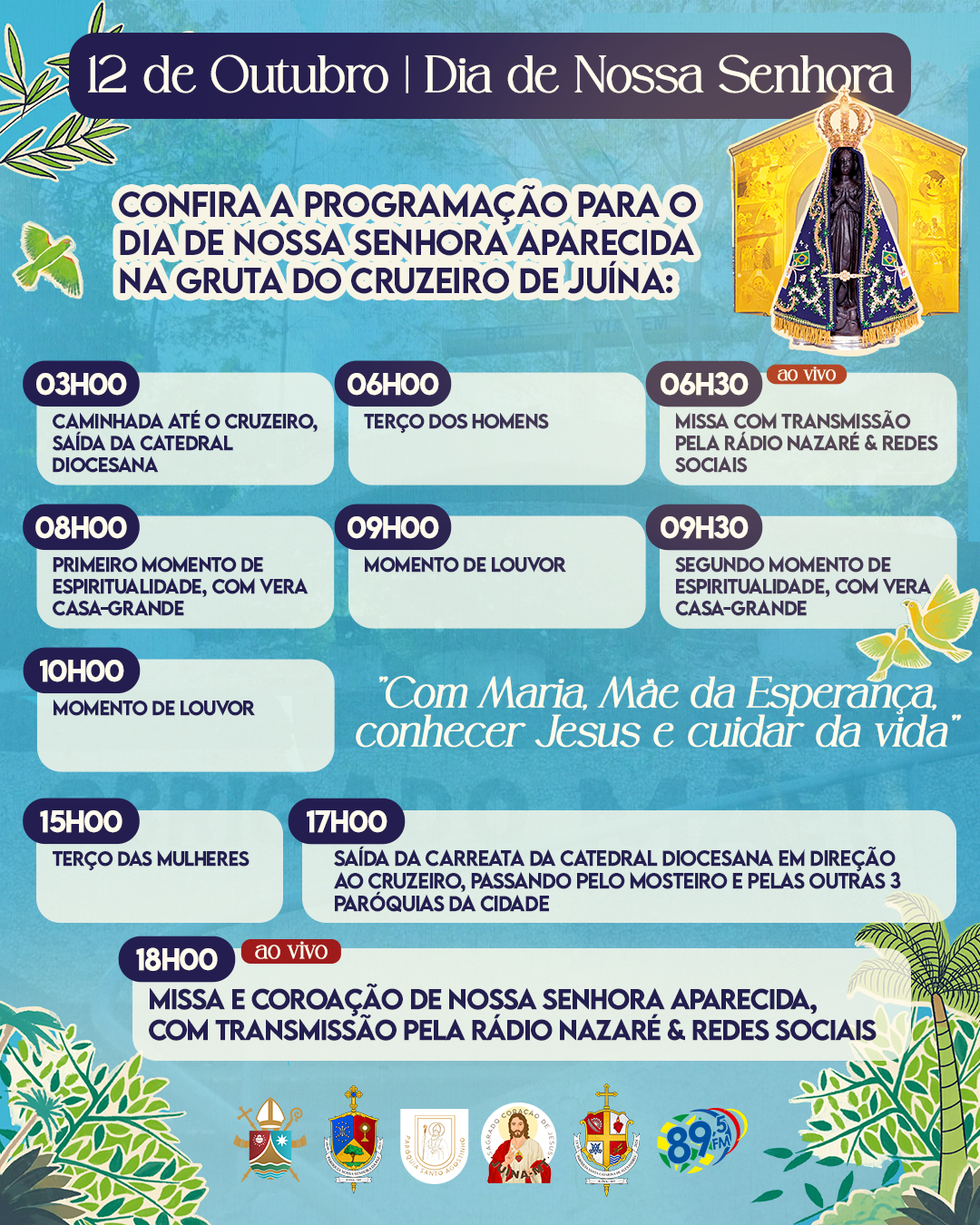 Programação – 12 de outubro | Gruta de Nossa Senhora Aparecida – Cruzeiro