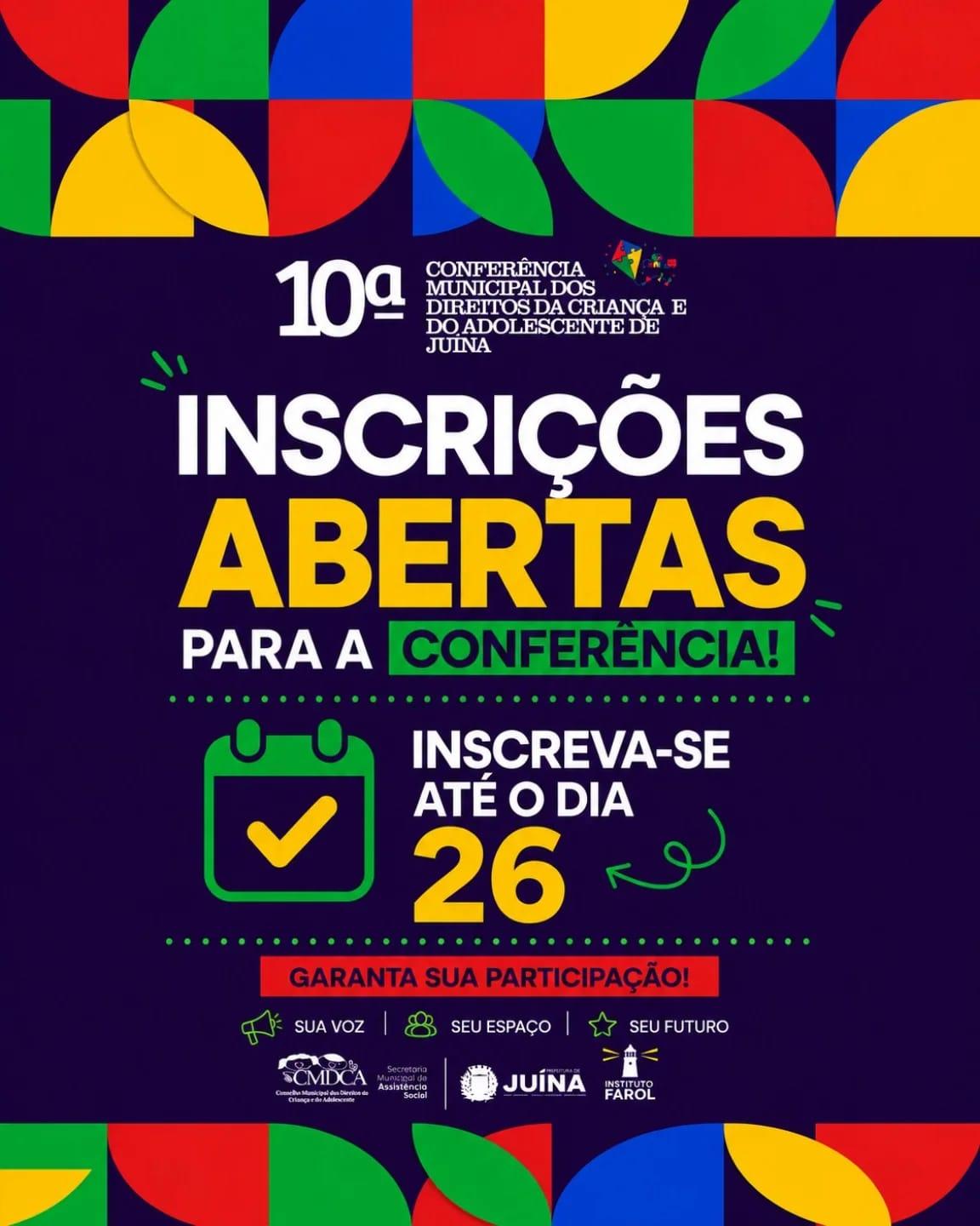 Juína realiza 10ª Conferência Municipal dos Direitos da Criança e do Adolescente nos dias 29 e 30 de junho