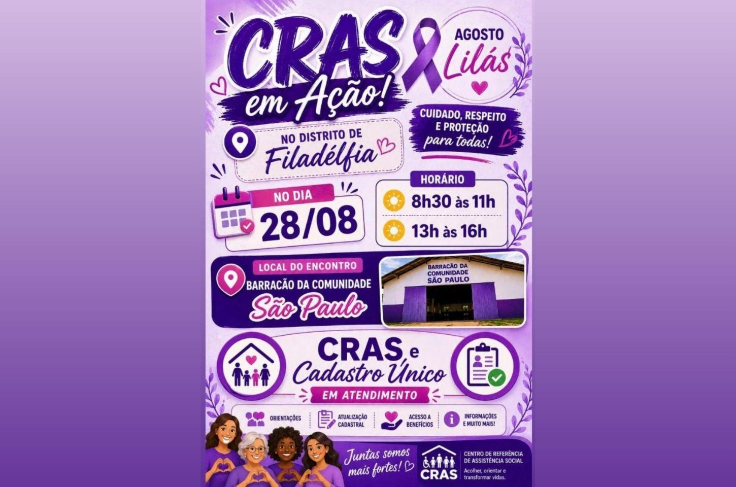 CRAS realiza ação do Agosto Lilás no Distrito de Filadélfia