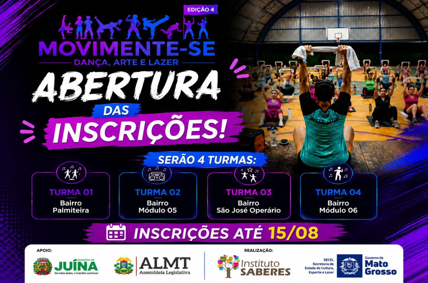 Projeto Movimente-se abre inscrições para novas turmas de dança, arte e lazer em Juína